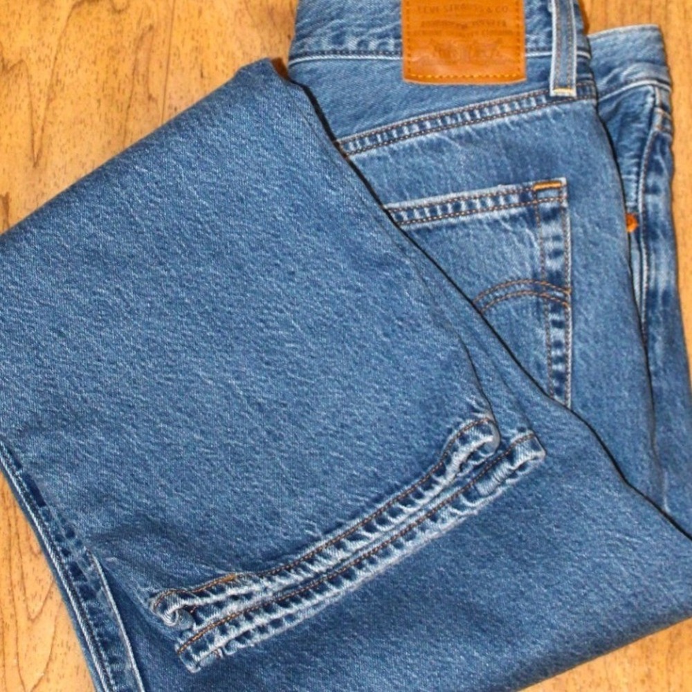 Levi's Premium Ribcage Straight Jeans Women 30 Blue Excellent High Rise Denim
